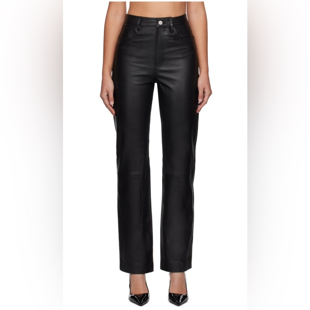 REMAIN BIRGER CHRISTENSEN Black Straight Leather Pants. Size 8.